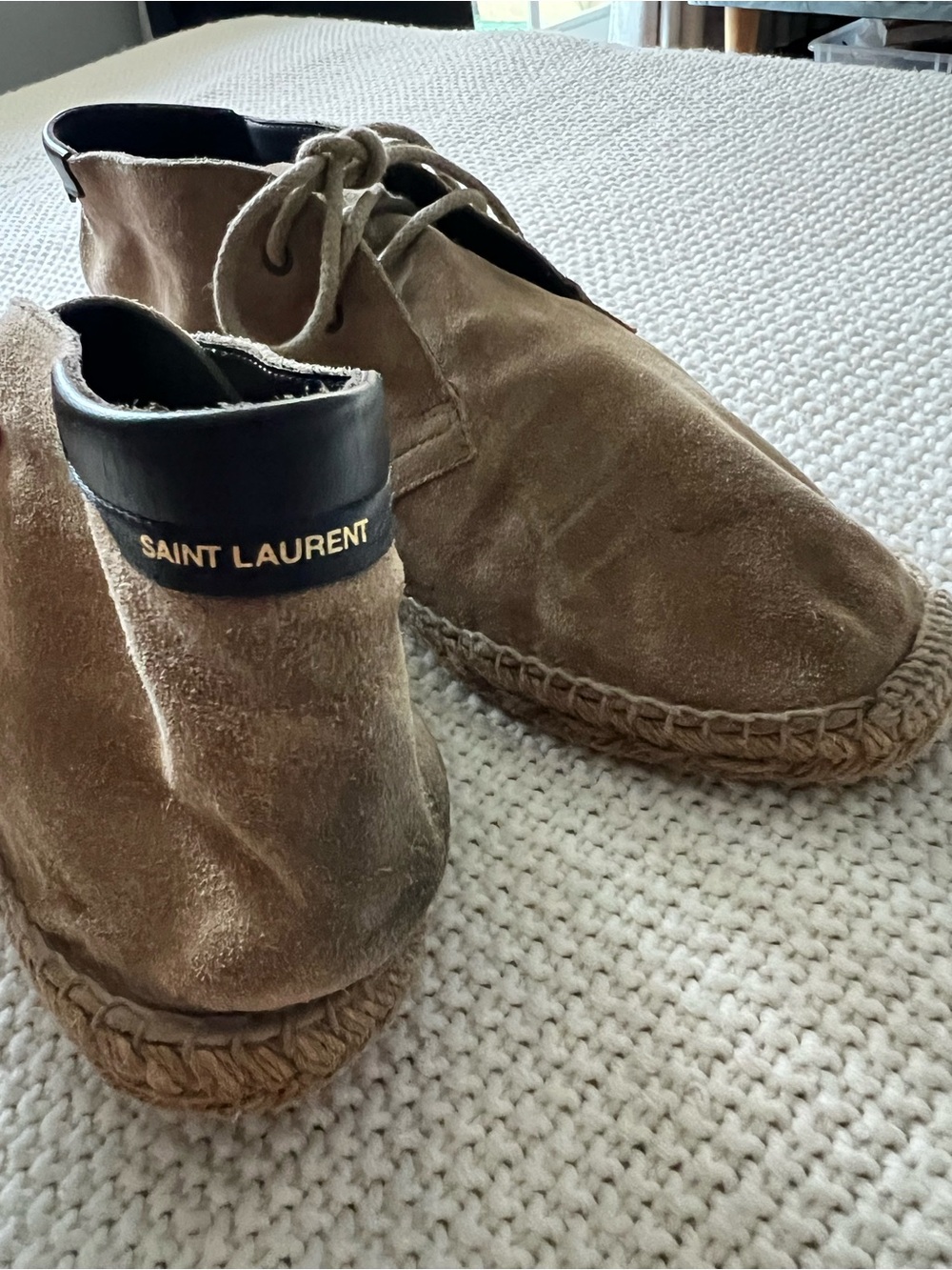 Saint Laurent Brown Suede Chukka Espadrille Boots size eu 40
